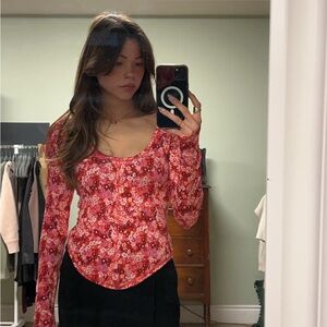 Floral Red Women's Top